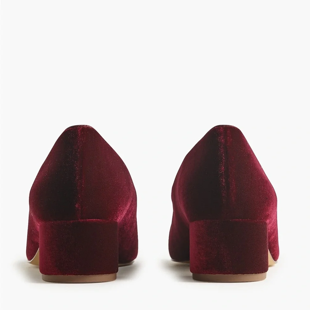 J. Crew Burgundy Velvet Mary Jane Block Heel Pumps - Picture 2 of 14